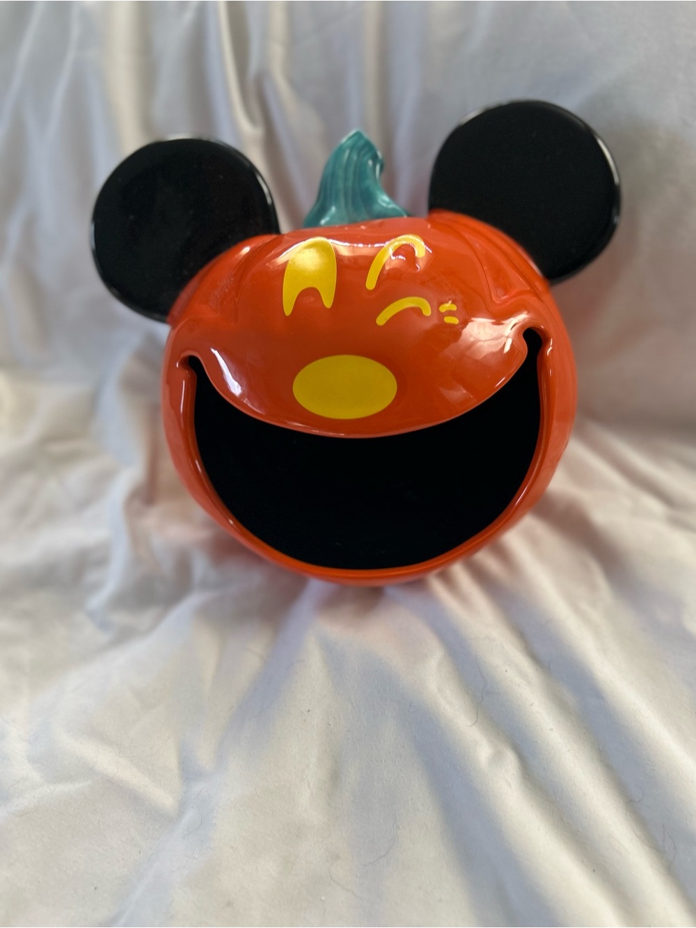 Disney  Ceramic Mickey Pumpkin Candy dish with Black Ears